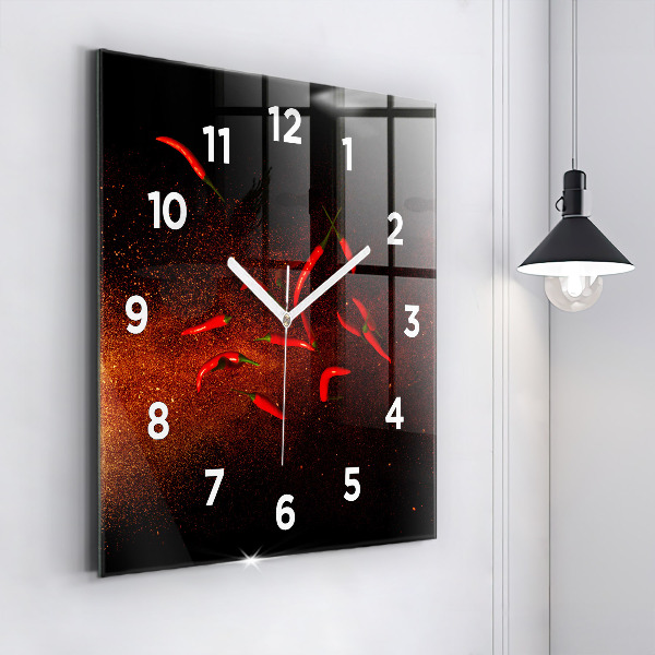 Square wall clock Chili peppers