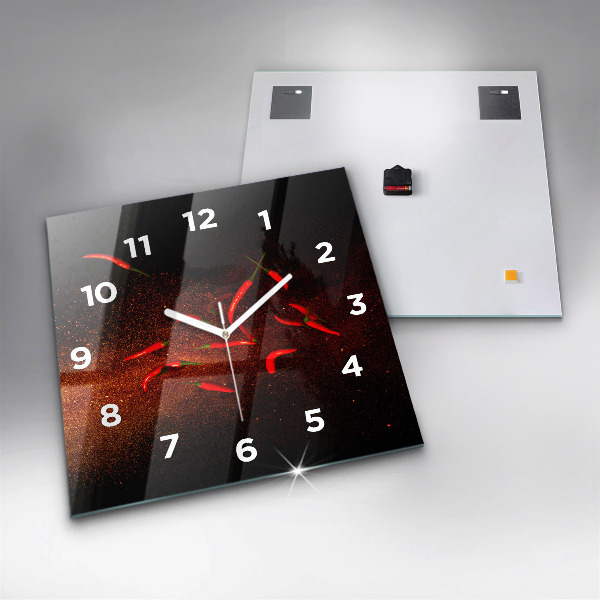 Square wall clock Chili peppers