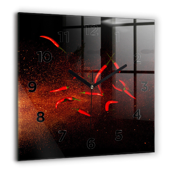 Square wall clock Chili peppers