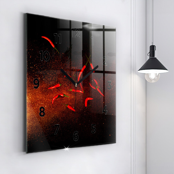 Square wall clock Chili peppers