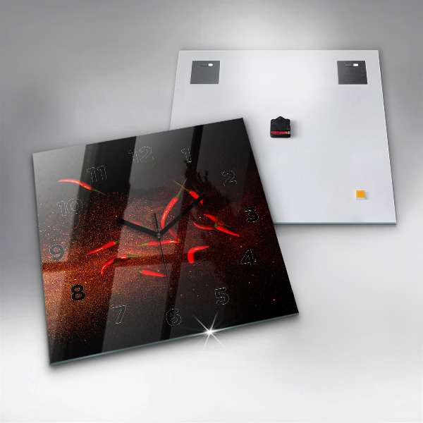 Square wall clock Chili peppers