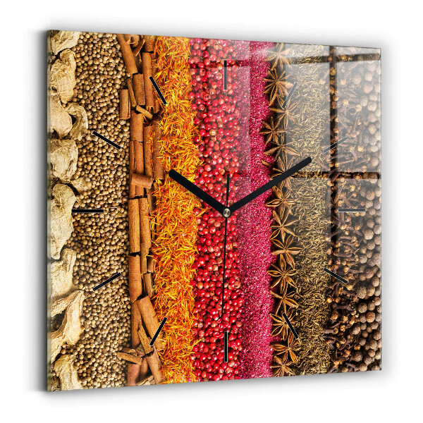 Square wall clock Rows of spices