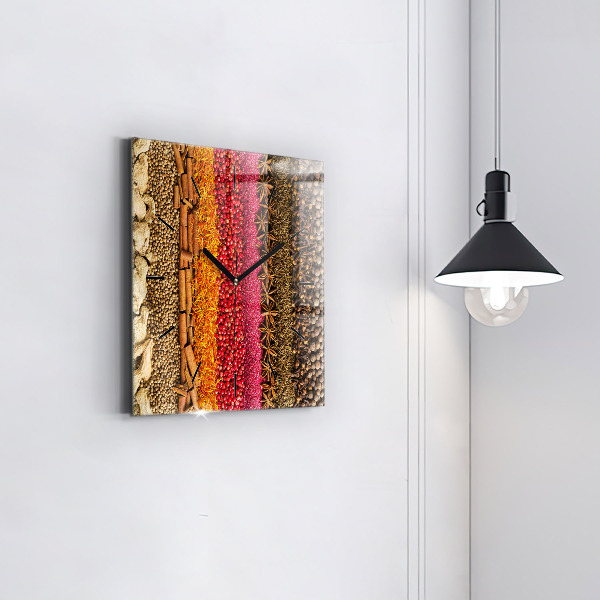 Square wall clock Rows of spices