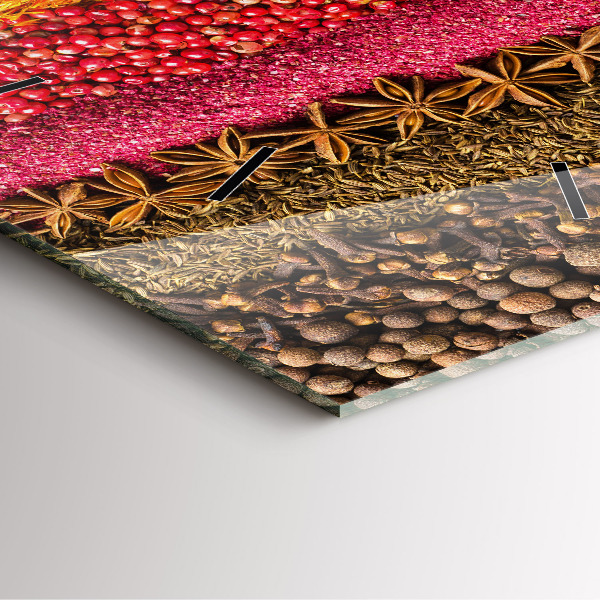 Square wall clock Rows of spices