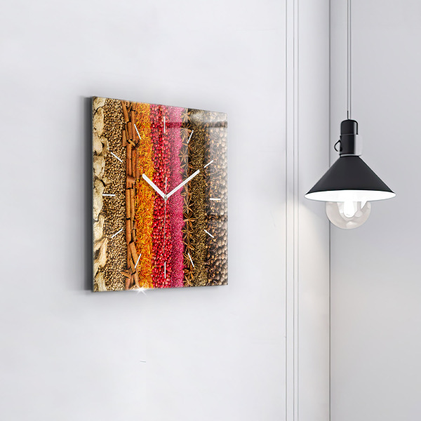 Square wall clock Rows of spices