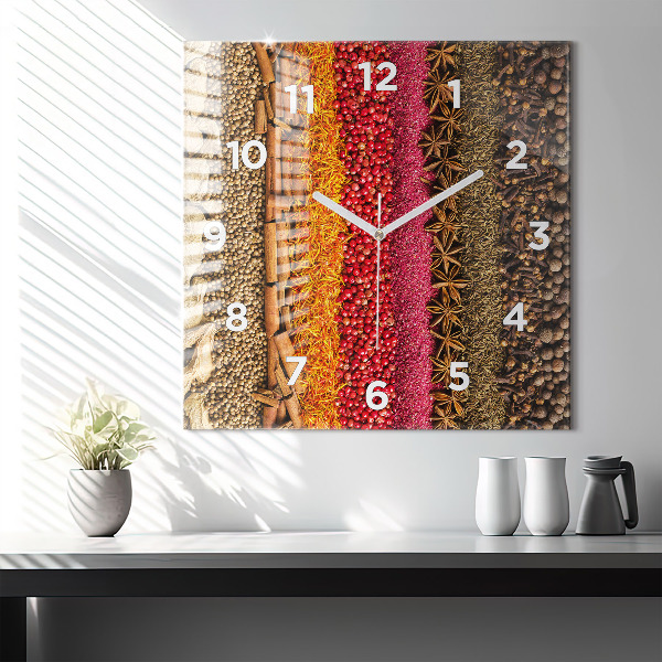 Square wall clock Rows of spices