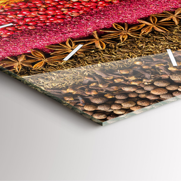 Square wall clock Rows of spices