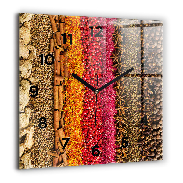 Square wall clock Rows of spices
