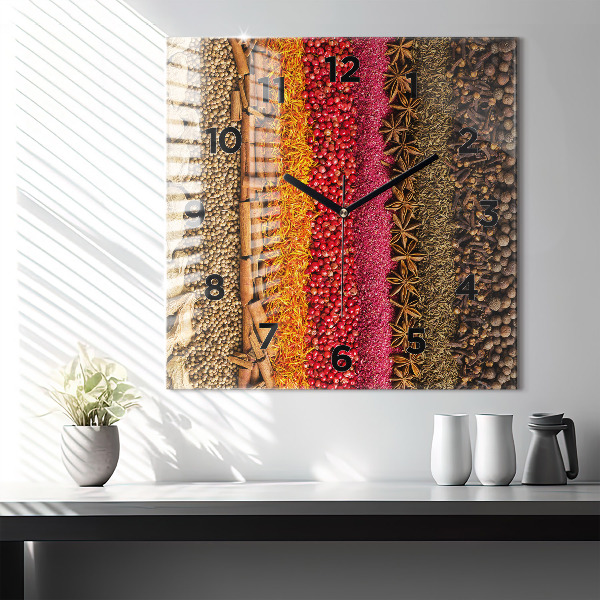 Square wall clock Rows of spices
