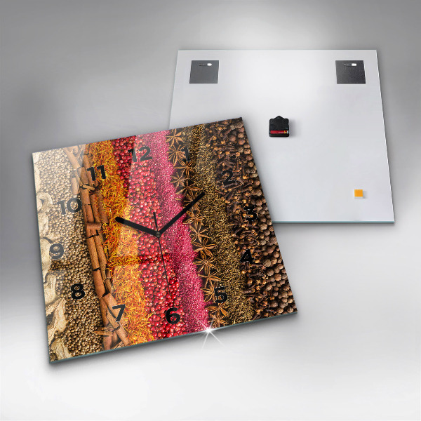 Square wall clock Rows of spices