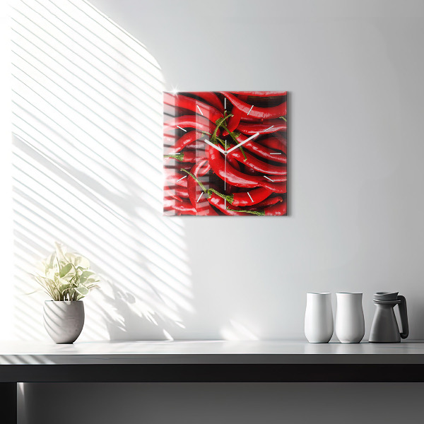 Square wall clock Hot peppers