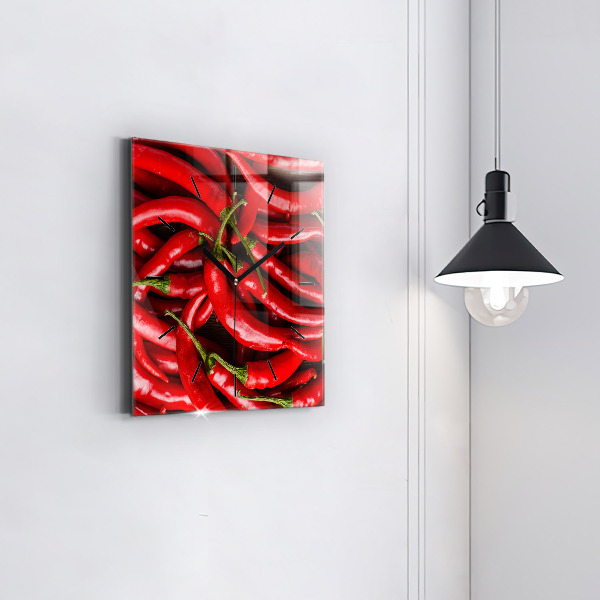 Square wall clock Hot peppers