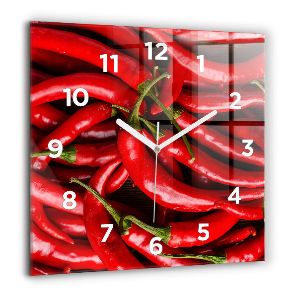 Square wall clock Hot peppers