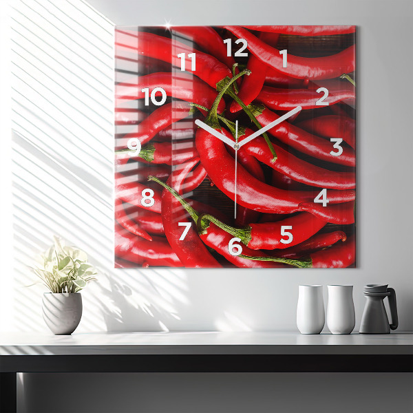 Square wall clock Hot peppers