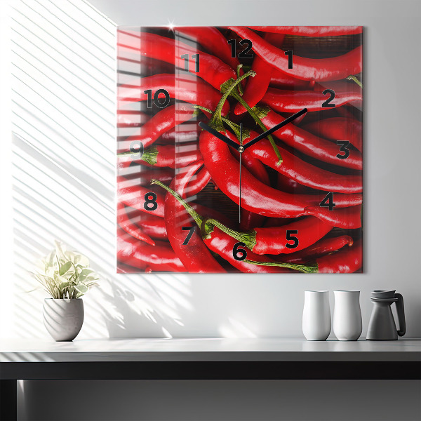 Square wall clock Hot peppers