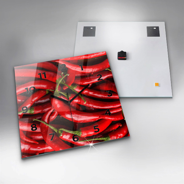 Square wall clock Hot peppers