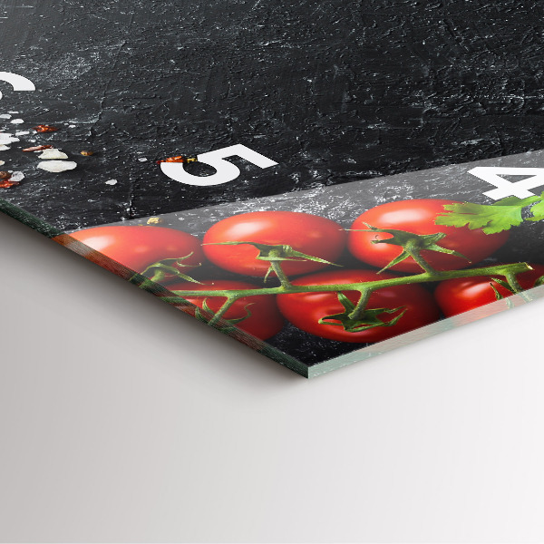 Square wall clock Vegetables on the table