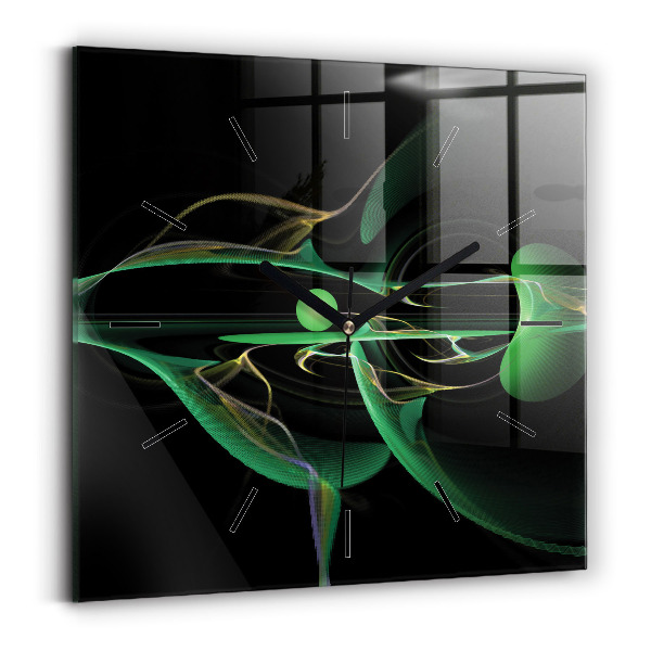 Square wall clock Green abstraction