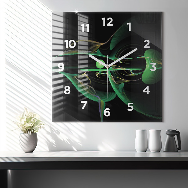Square wall clock Green abstraction