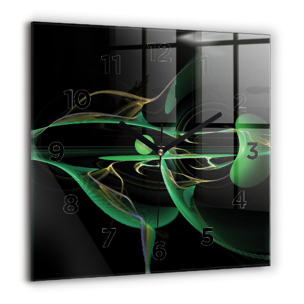 Square wall clock Green abstraction