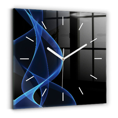 Square wall clock Blue lines