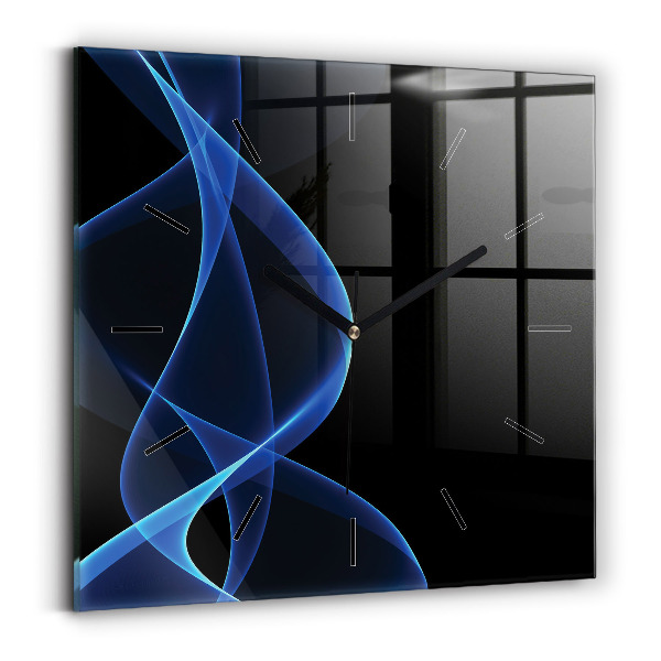 Square wall clock Blue lines
