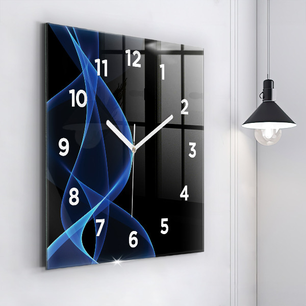 Square wall clock Blue lines