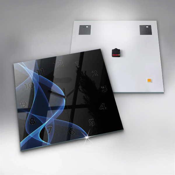 Square wall clock Blue lines