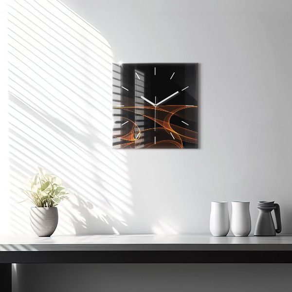 Square wall clock Orange lines