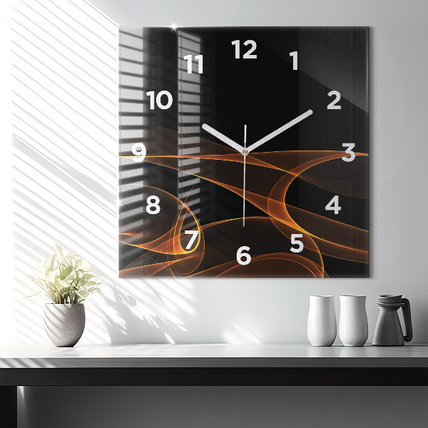 Square wall clock Orange lines
