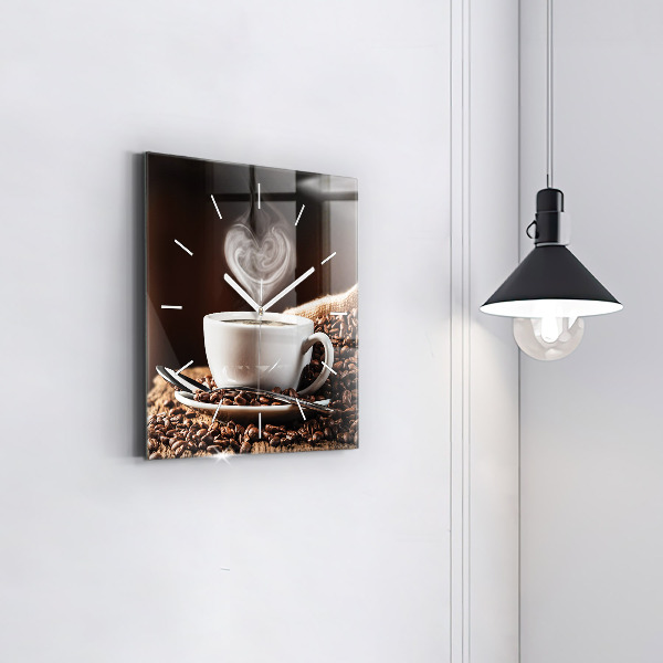 Square wall clock A cup of coffee