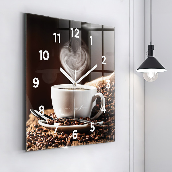 Square wall clock A cup of coffee