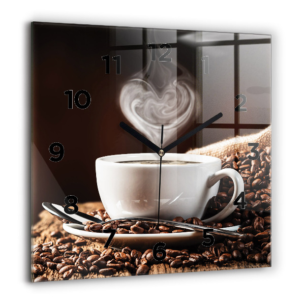 Square wall clock A cup of coffee