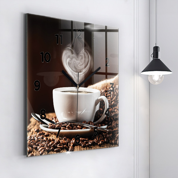 Square wall clock A cup of coffee