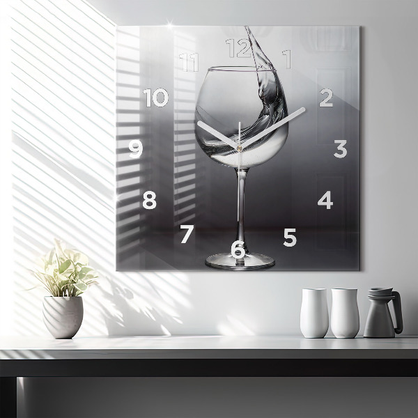 Square wall clock Glass of wine