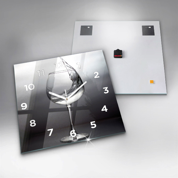 Square wall clock Glass of wine