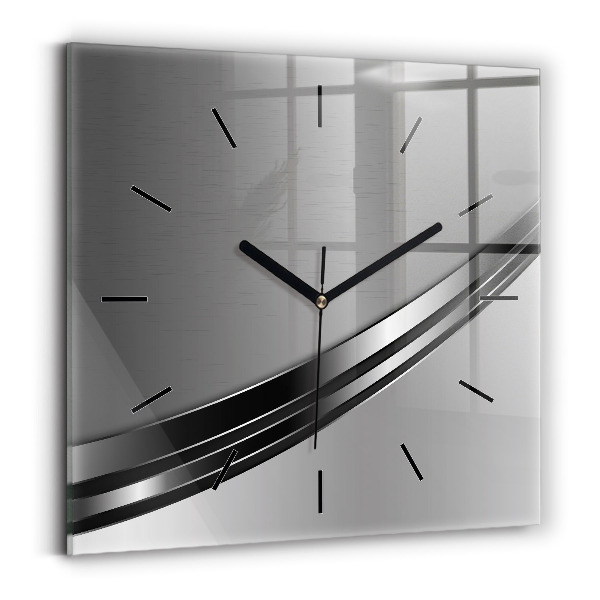Square wall clock Silver lines