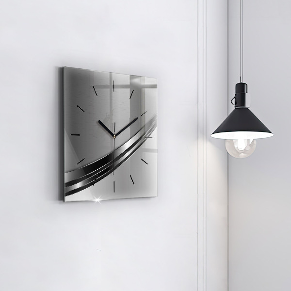 Square wall clock Silver lines