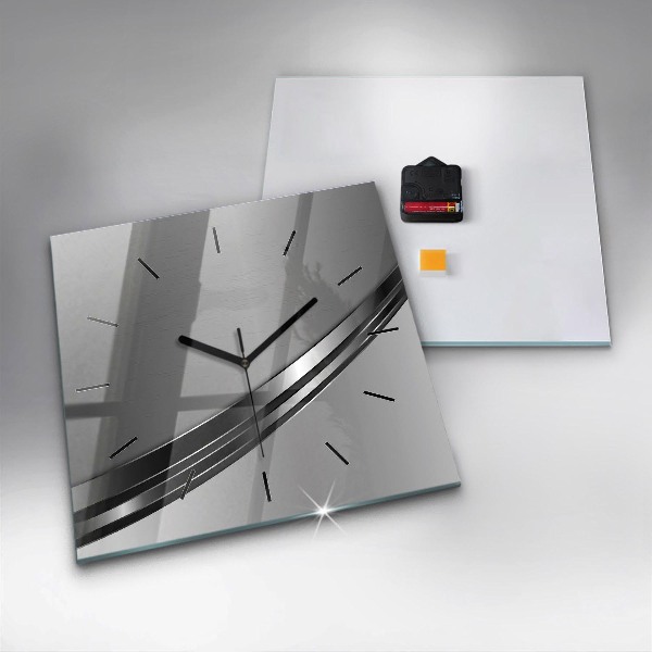 Square wall clock Silver lines