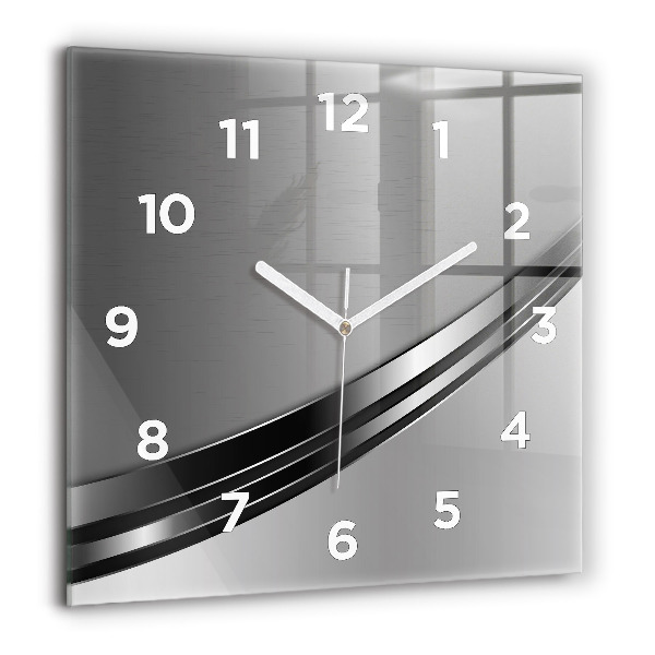 Square wall clock Silver lines