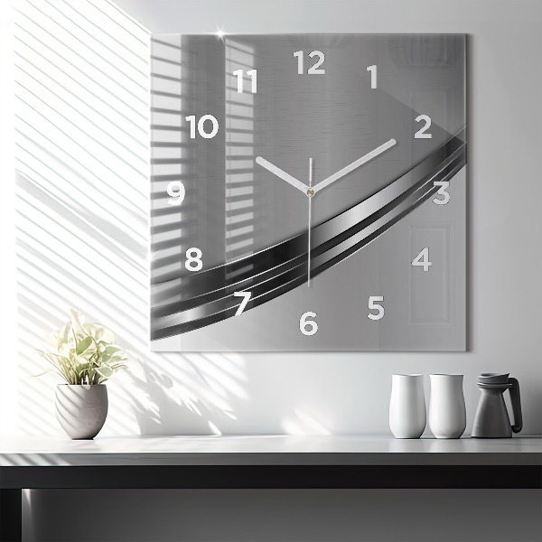 Square wall clock Silver lines