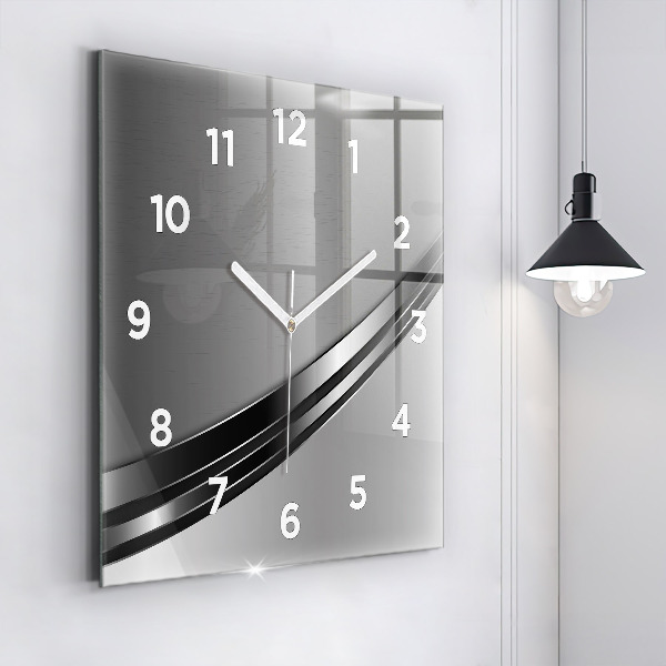 Square wall clock Silver lines