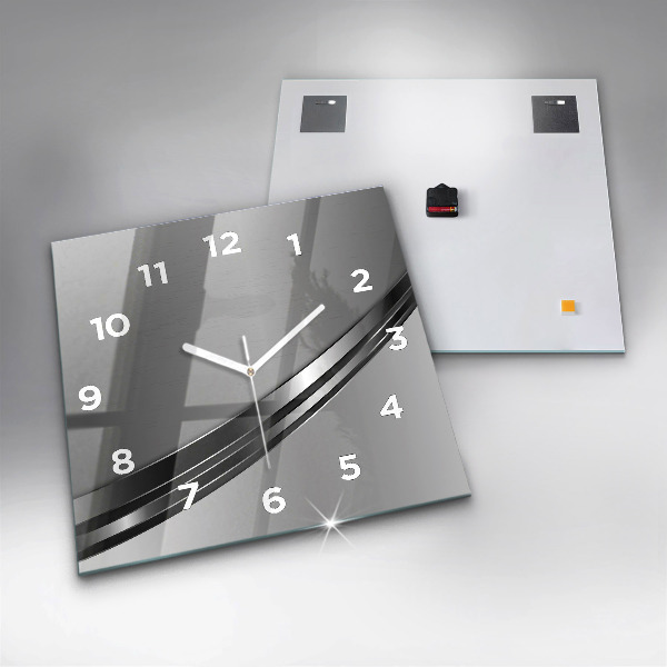 Square wall clock Silver lines
