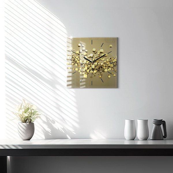 Square wall clock Golden squares