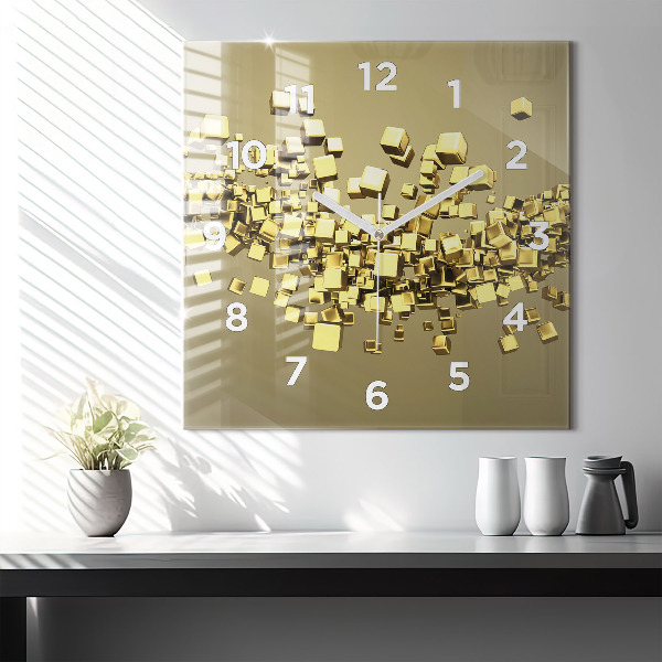 Square wall clock Golden squares