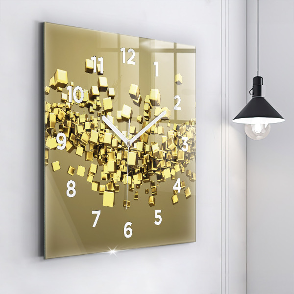 Square wall clock Golden squares