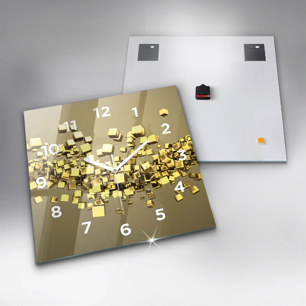 Square wall clock Golden squares