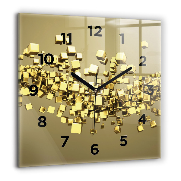 Square wall clock Golden squares