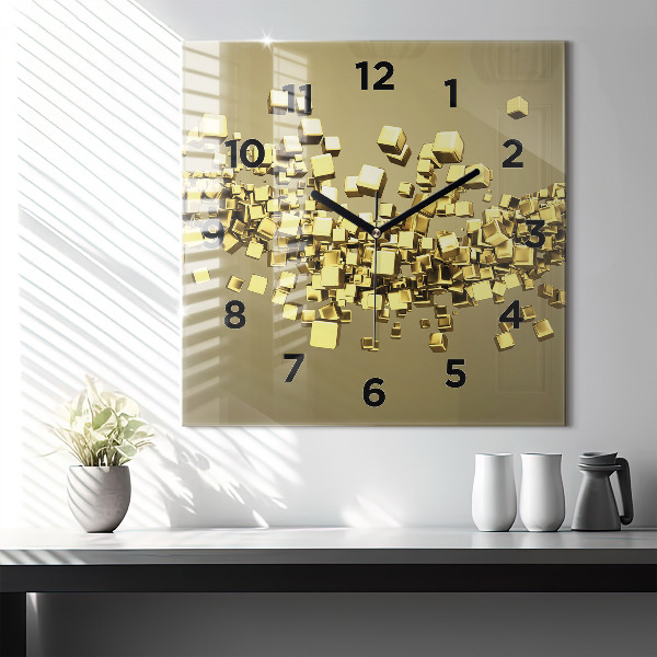 Square wall clock Golden squares