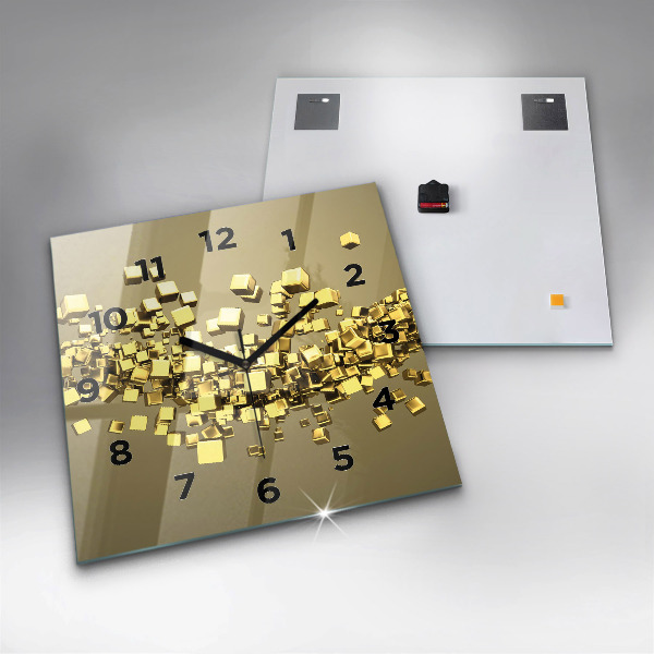 Square wall clock Golden squares